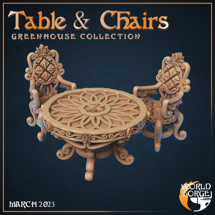 Table & Chairs - Greenhouse Collection - Unpainted Miniature