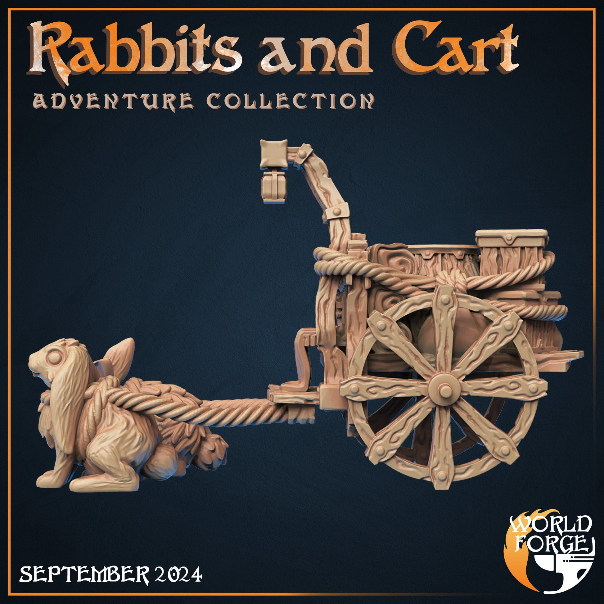 Rabbits and Cart - Adventure Collection - Unpainted Miniature