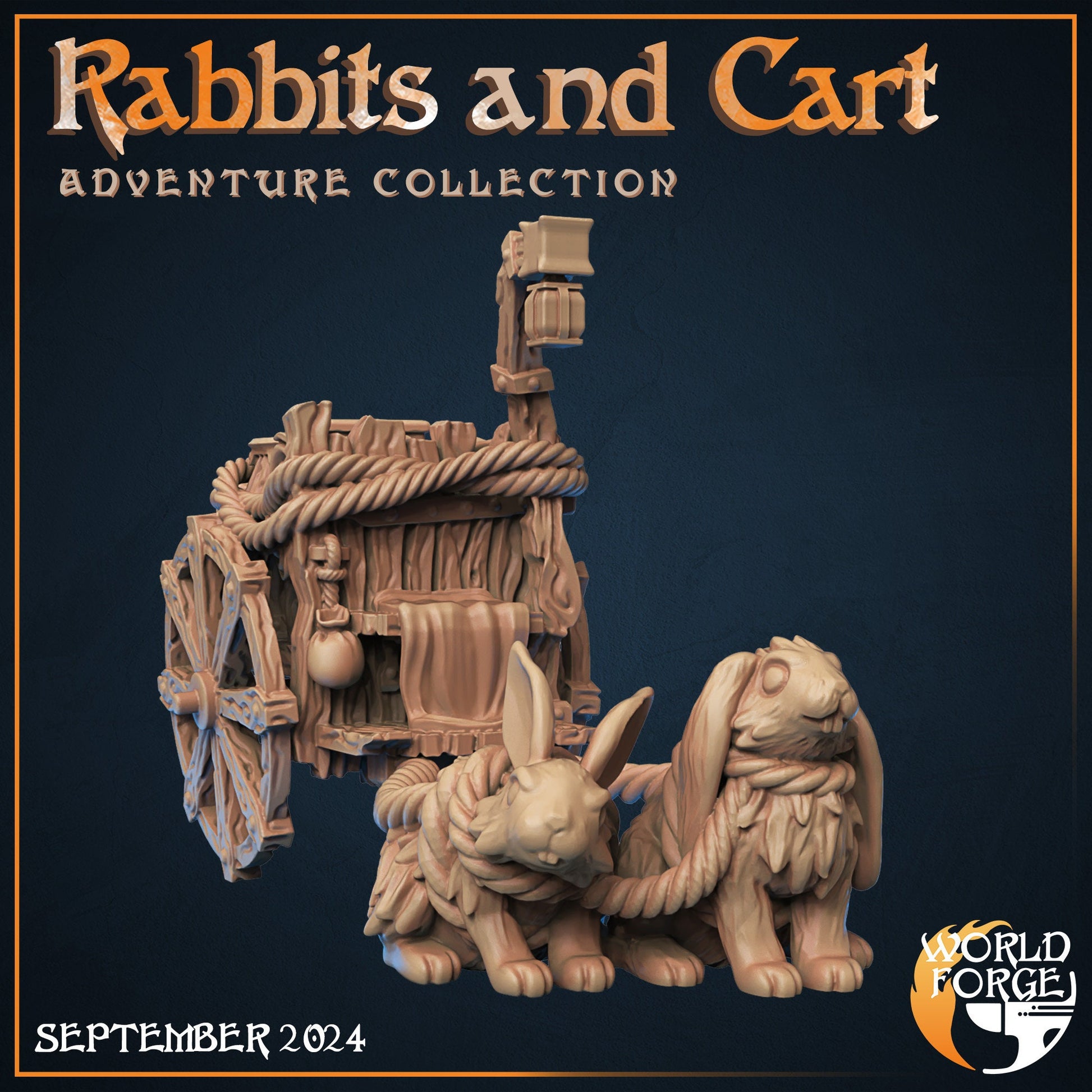 Rabbits and Cart - Adventure Collection - Unpainted Miniature