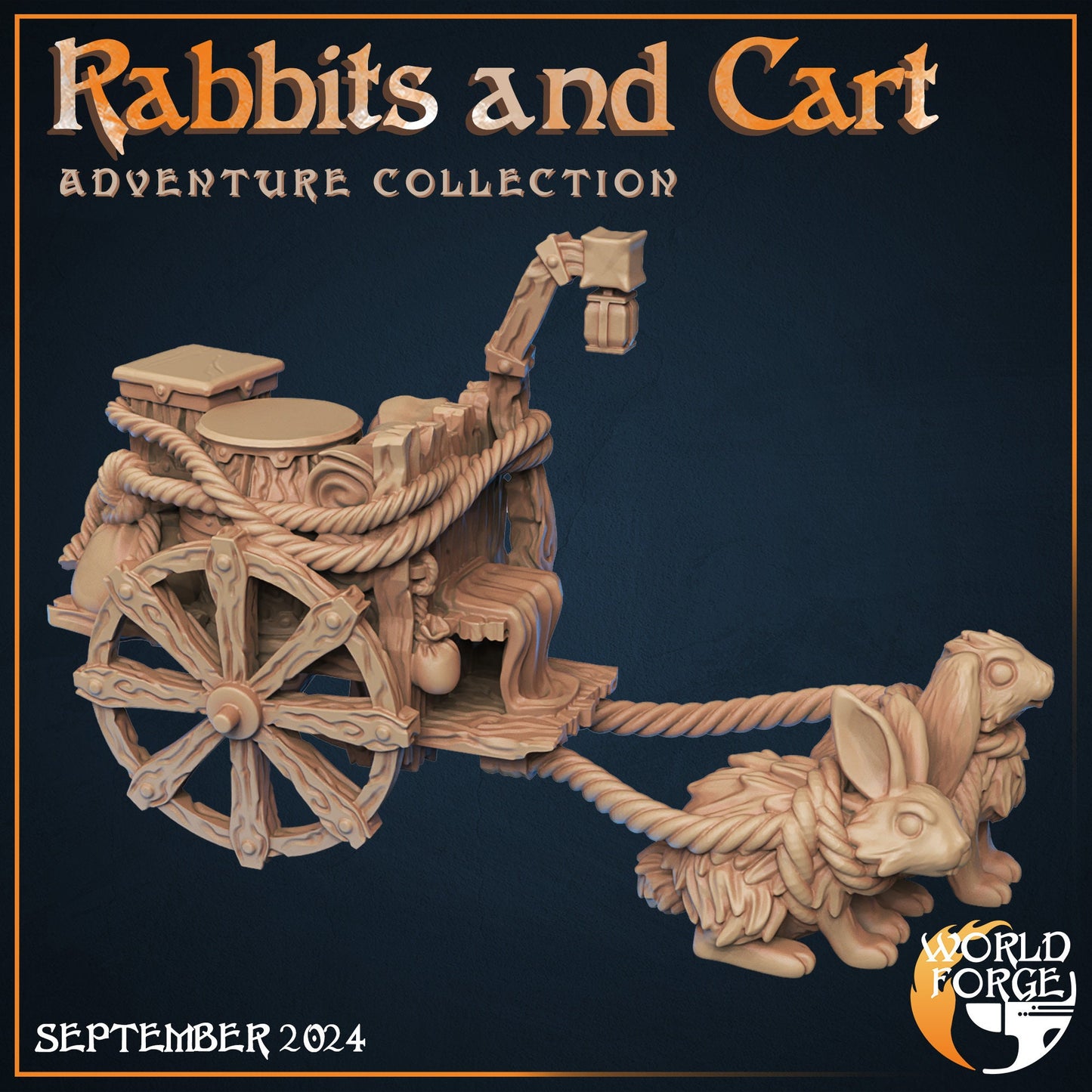 Rabbits and Cart - Adventure Collection - Unpainted Miniature