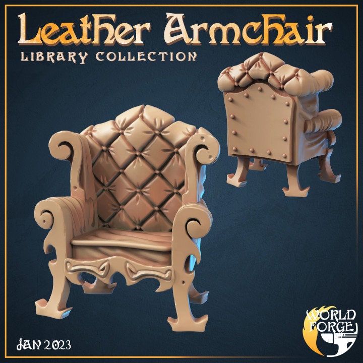 Leather Armchair - The Grand Library Collection - Unpainted Miniature