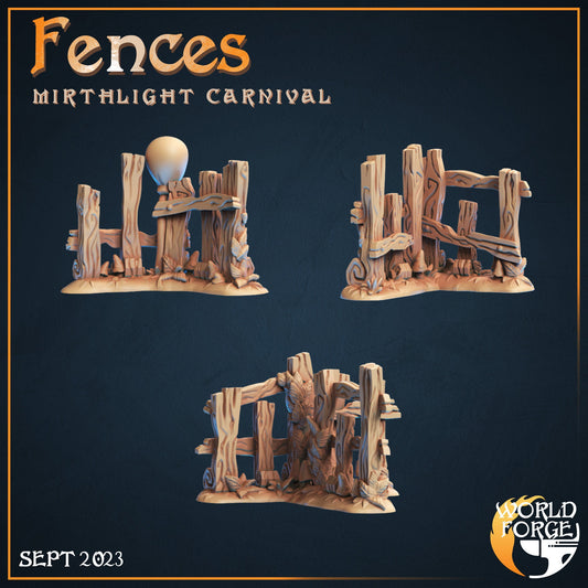 Carnival Fences - 4 Piece Set - Mirthlight Carnival Collection - 32mm Scale - Unpainted Miniature for DnD, Pathfinder, Tabletop RPGs