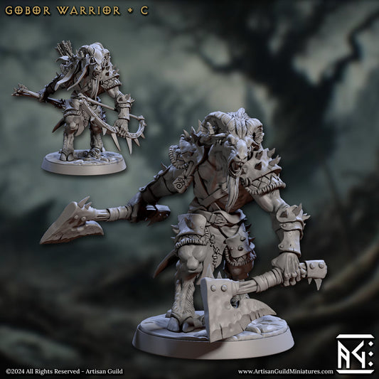 Gobor Warrior - Pose C - Rise of the Beastmen - Unpainted Miniature