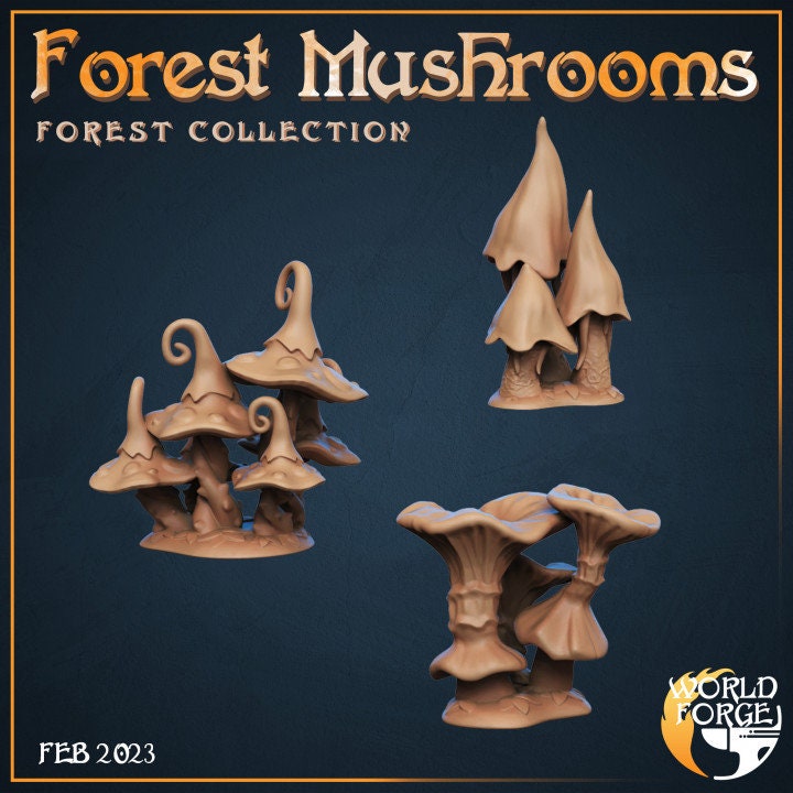 Forest Mushrooms - Forest Collection - Unpainted Miniature