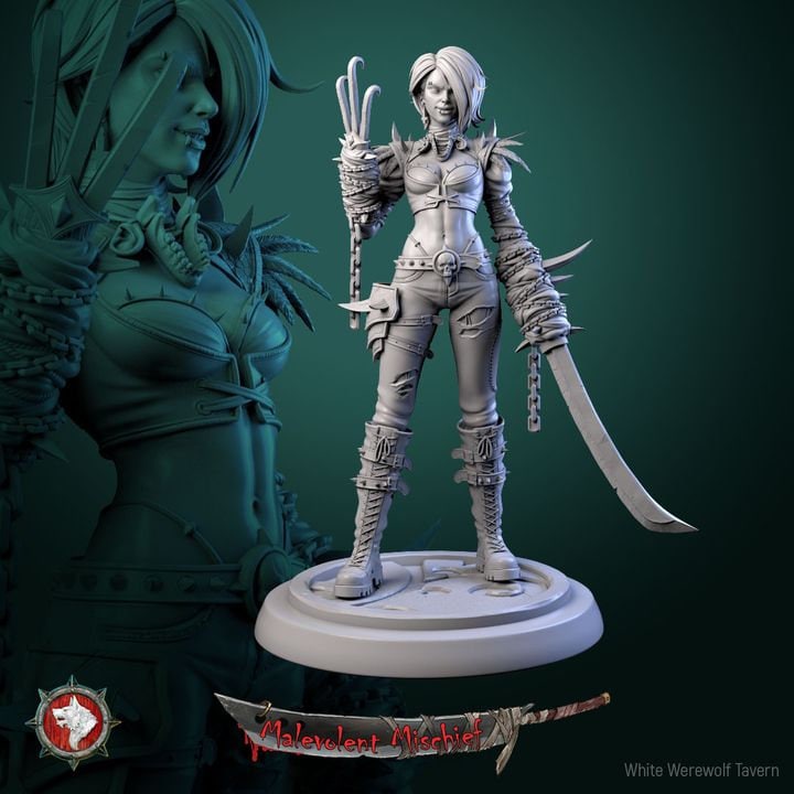 Kala, The Crimson Huntress - 6 Poses - Unpainted Miniatures