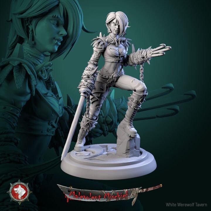 Kala, The Crimson Huntress - 6 Poses - Unpainted Miniatures