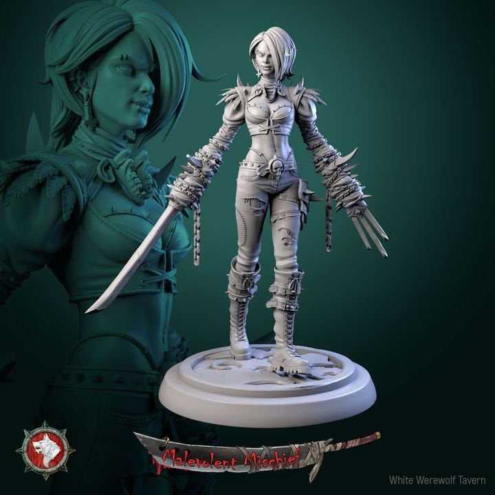 Kala, The Crimson Huntress - 6 Poses - Unpainted Miniatures