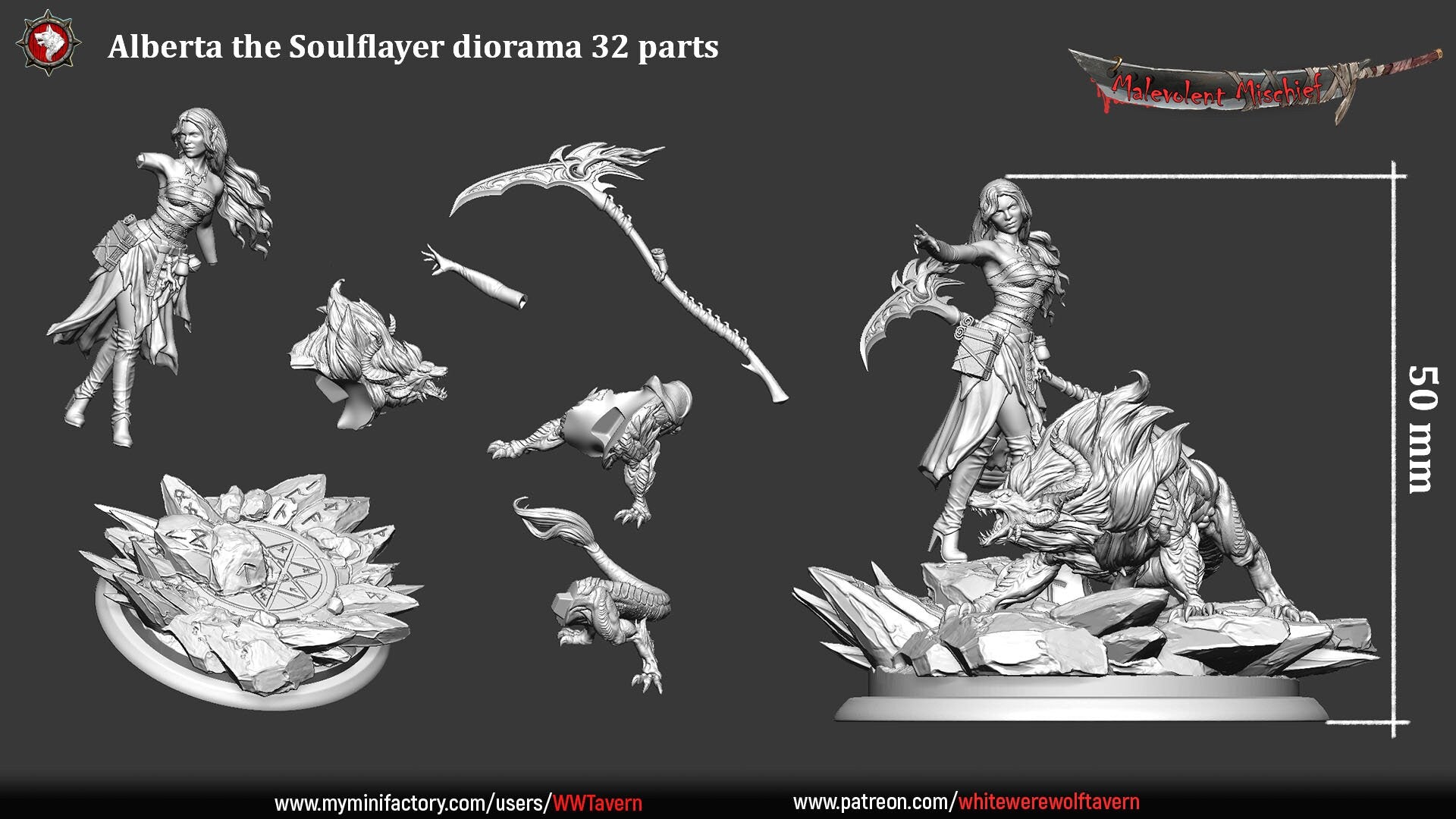 Alberta the Soulflayer - 32mm Scale - Unpainted Miniature