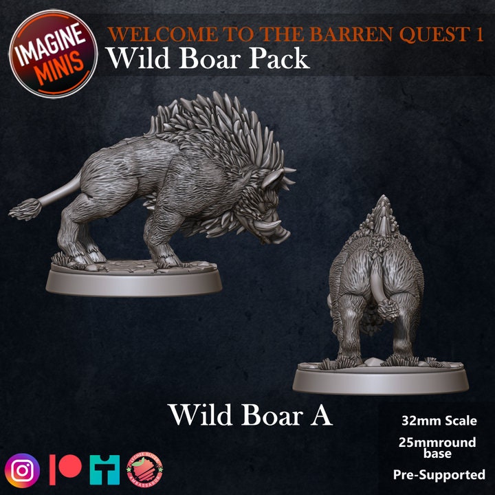 Wild Boar - 32mm Scale - Unpainted Miniature