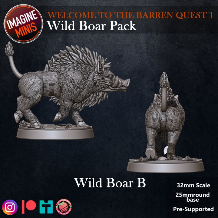 Wild Boar - 32mm Scale - Unpainted Miniature