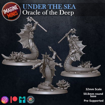 Oracle of the Deep - Female Naga - 32mm Scale - Unpainted Miniature