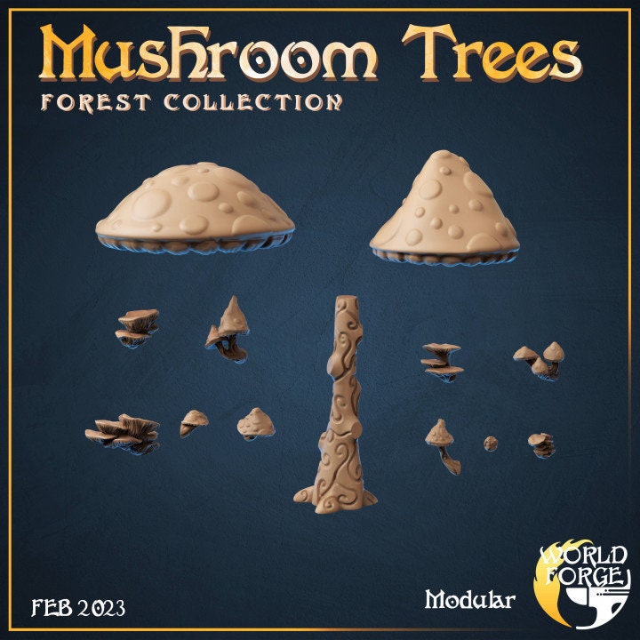 Mushroom Trees - Modular Set - Magical Forest Collection - Unpainted Miniature