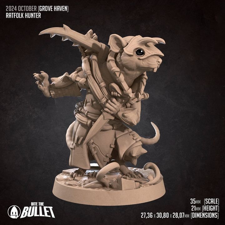 Ratfolk Hunter - Grove Haven Set - Unpainted Miniature