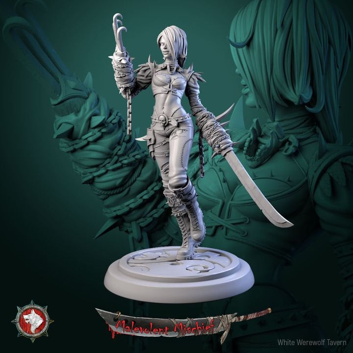 Kala, The Crimson Huntress - 6 Poses - Unpainted Miniatures