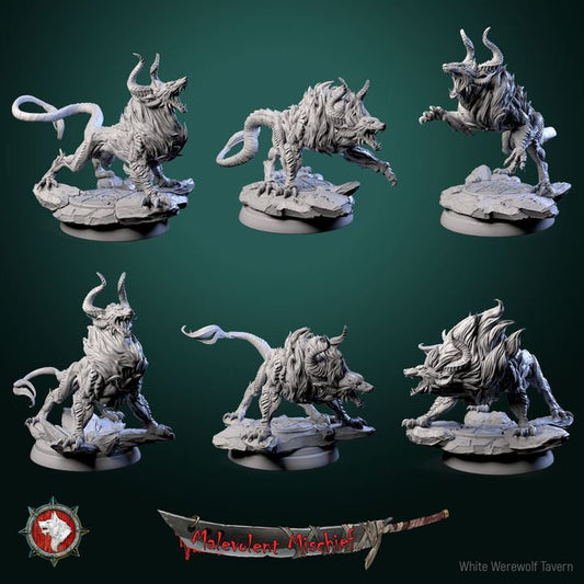 Inferno Hound- 6 Poses - Unpainted Miniatures