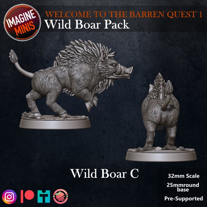 Wild Boar - 32mm Scale - Unpainted Miniature