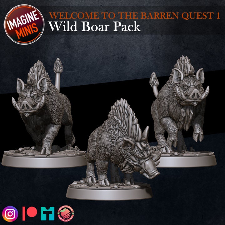 Wild Boar - 32mm Scale - Unpainted Miniature