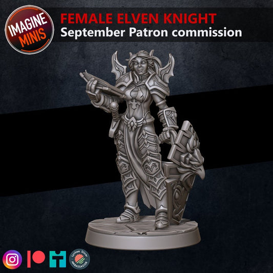 Female Elven Knight - 32mm Scale - Unpainted Miniature