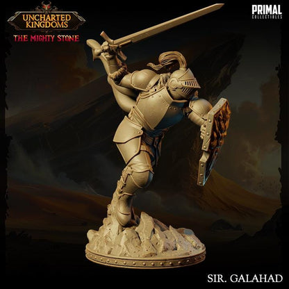 Human Knight, Sir Galahad - Masters of Dungeons Quest - 28mm, 32mm, 75mm Scale - Unpainted Miniature for DnD, Pathfinder, Tabletop RPGs