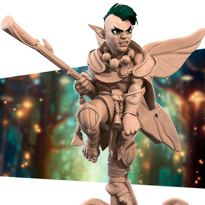 Pixie Monk, Male Pixie - 32mm, 35mm Scale - Unpainted Miniature for DnD, Pathfinder, Tabletop RPGs - Bite the Bullet