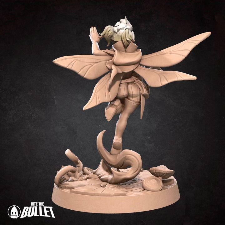 Pixie Cleric, Female Pixie - 32mm, 35mm Scale - Unpainted Miniature for DnD, Pathfinder, Tabletop RPGs - Bite the Bullet