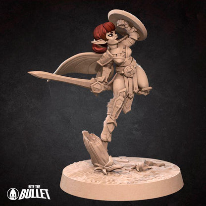 Pixie Paladin, Female Pixie - 32mm, 35mm Scale - Unpainted Miniature for DnD, Pathfinder, Tabletop RPGs - Bite the Bullet