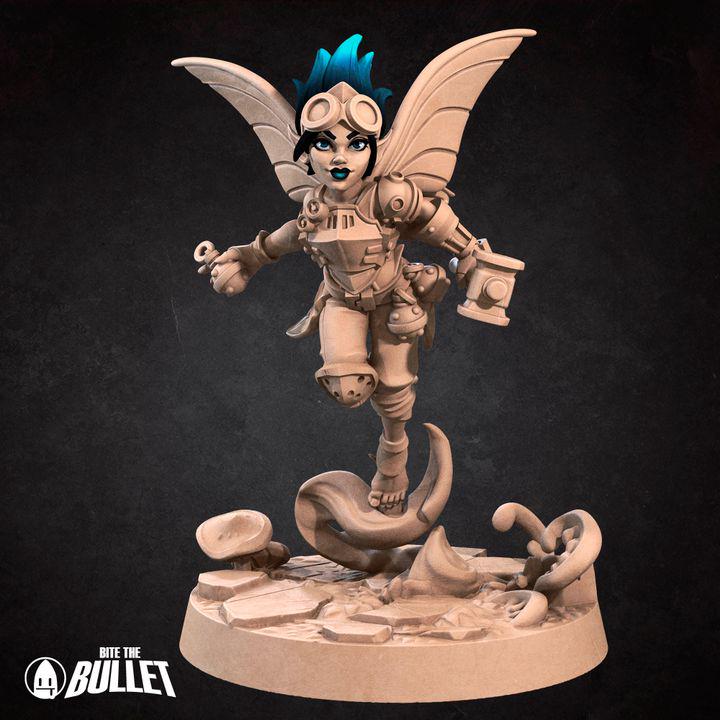 Pixie Artificer, Female Pixie - 32mm, 35mm Scale - Unpainted Miniature for DnD, Pathfinder, Tabletop RPGs - Bite the Bullet