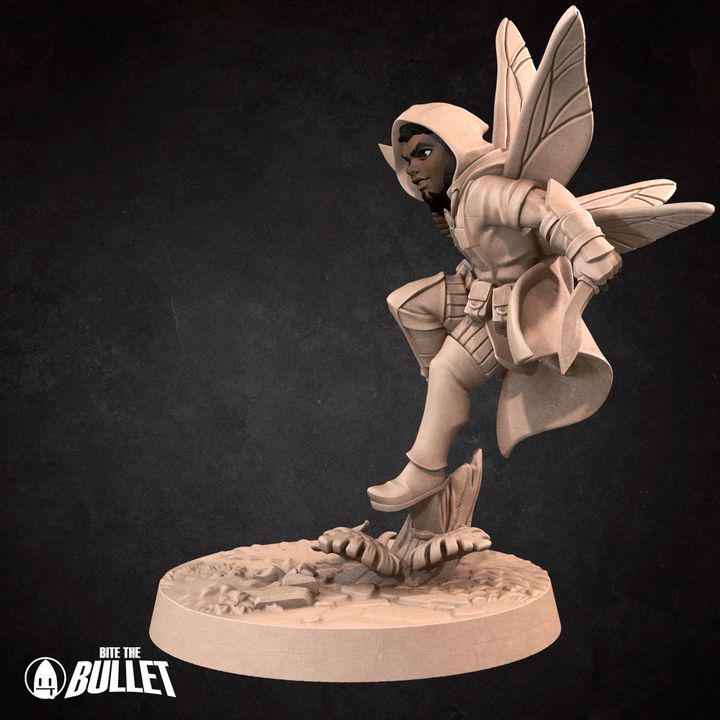 Pixie Rogue, Male Pixie - 32mm, 35mm Scale - Unpainted Miniature for DnD, Pathfinder, Tabletop RPGs - Bite the Bullet