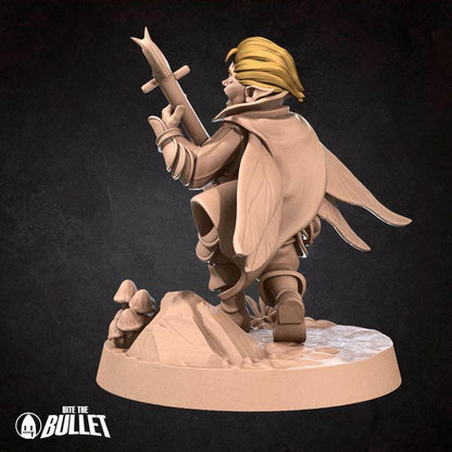 Pixie Bard, Male Pixie - 32mm, 35mm Scale - Unpainted Miniature for DnD, Pathfinder, Tabletop RPGs - Bite the Bullet