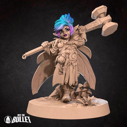 Pixie Warrior, Female Pixie - 32mm, 35mm Scale - Unpainted Miniature for DnD, Pathfinder, Tabletop RPGs - Bite the Bullet