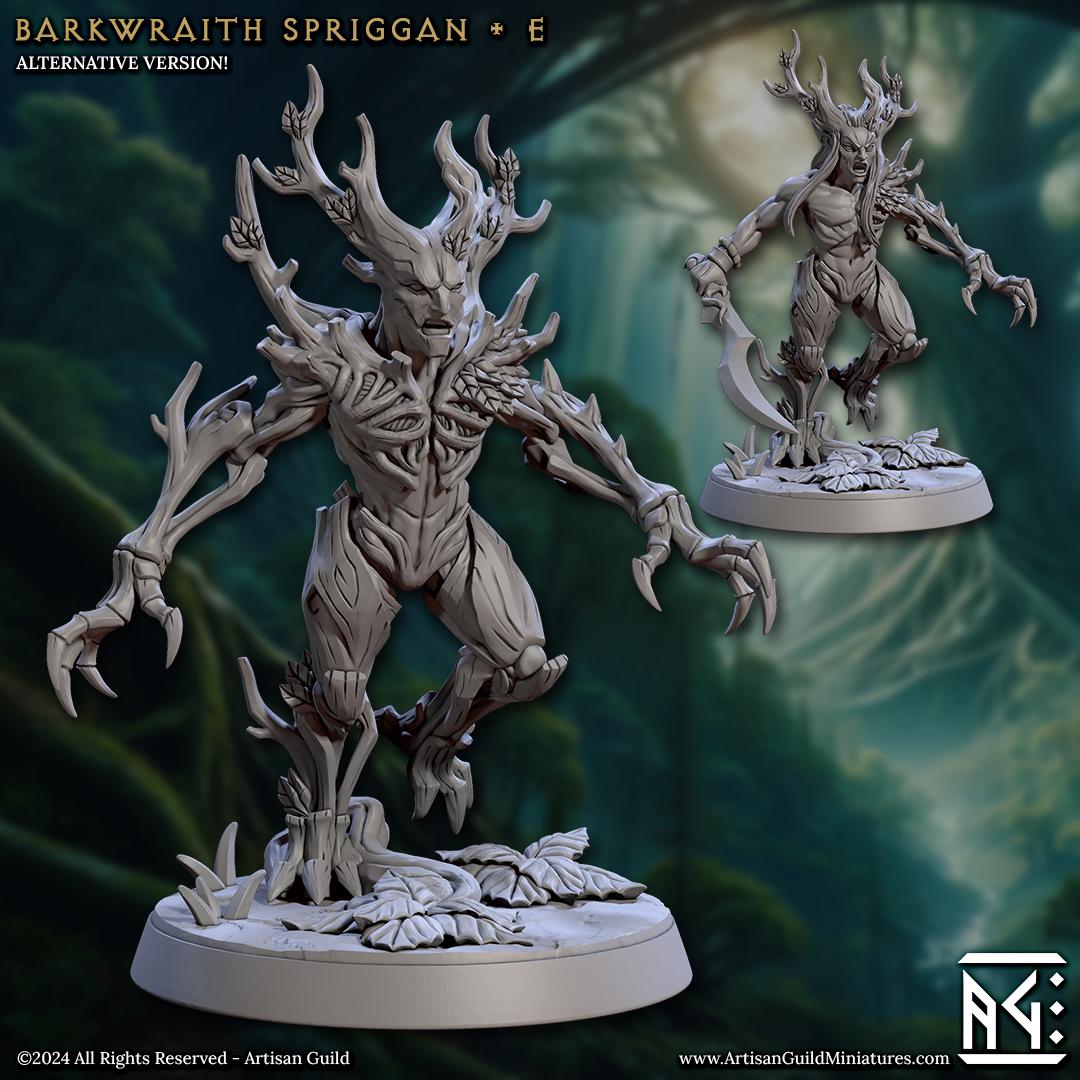 Barkwraith Spriggan, Pose E - Deeproot Spriggans - 32mm Scale - Unpainted Miniature for DnD, Pathfinder, Tabletop RPGs - Artisan Guild