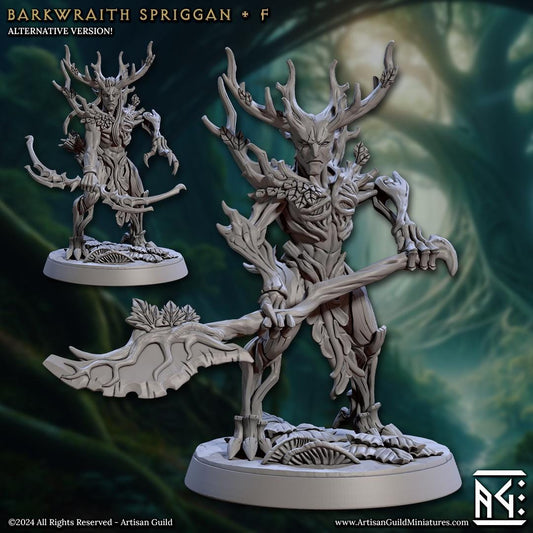 Barkwraith Spriggan, Pose F - Deeproot Spriggans - 32mm Scale - Unpainted Miniature for DnD, Pathfinder, Tabletop RPGs - Artisan Guild