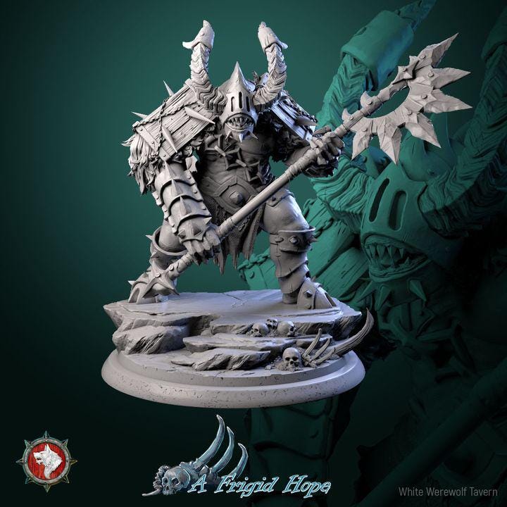 Frost Reaver, Azrimor - 32mm Scale - Unpainted Miniature for DnD, Pathfinder, Tabletop RPGs - White Werewolf Tavern