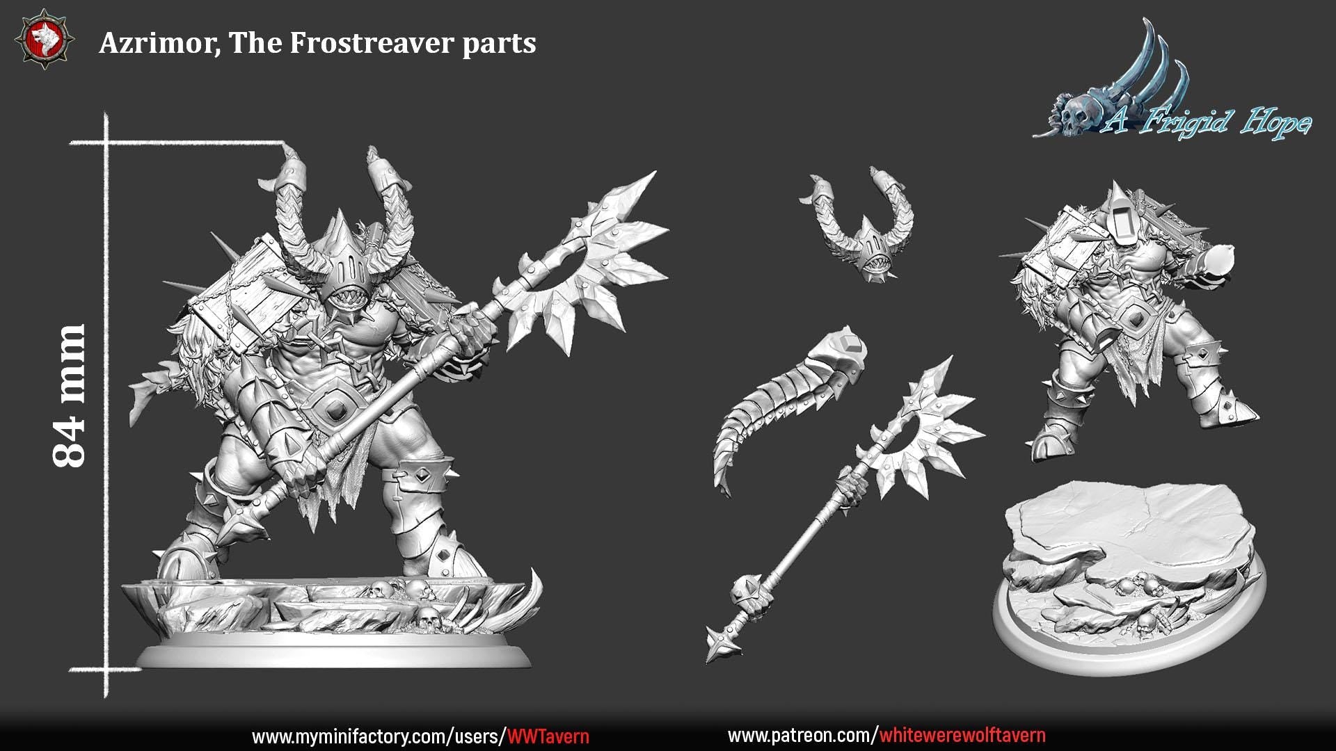 Frost Reaver, Azrimor - 32mm Scale - Unpainted Miniature for DnD, Pathfinder, Tabletop RPGs - White Werewolf Tavern