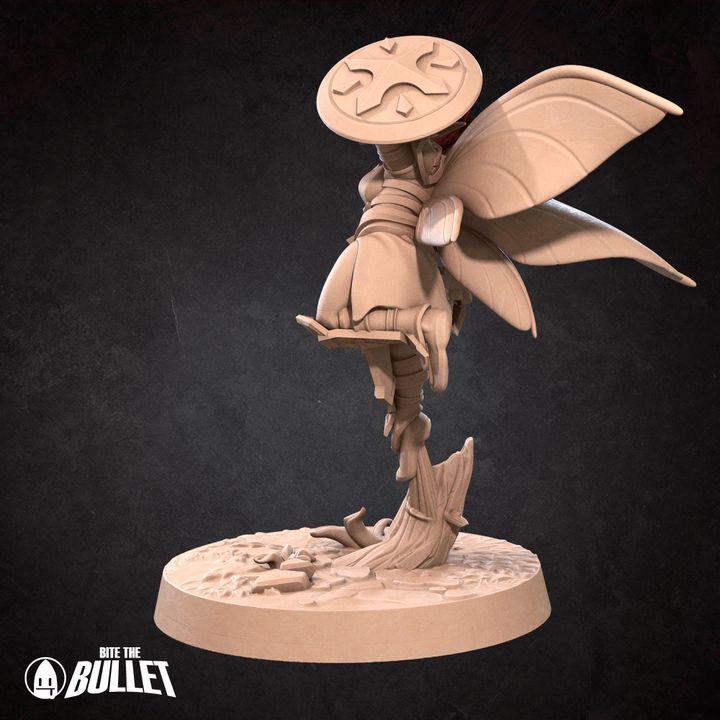 Pixie Paladin, Female Pixie - 32mm, 35mm Scale - Unpainted Miniature for DnD, Pathfinder, Tabletop RPGs - Bite the Bullet