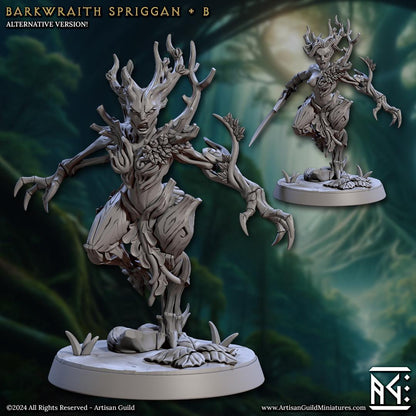 Barkwraith Spriggan, Pose B - Deeproot Spriggans - 32mm Scale - Unpainted Miniature for DnD, Pathfinder, Tabletop RPGs - Artisan Guild