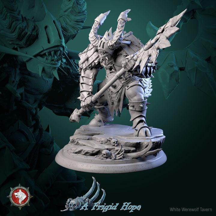 Frost Reaver, Azrimor - 32mm Scale - Unpainted Miniature for DnD, Pathfinder, Tabletop RPGs - White Werewolf Tavern