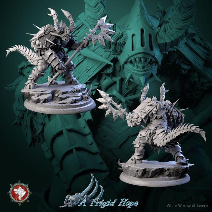 Frost Reaver, Azrimor - 32mm Scale - Unpainted Miniature for DnD, Pathfinder, Tabletop RPGs - White Werewolf Tavern