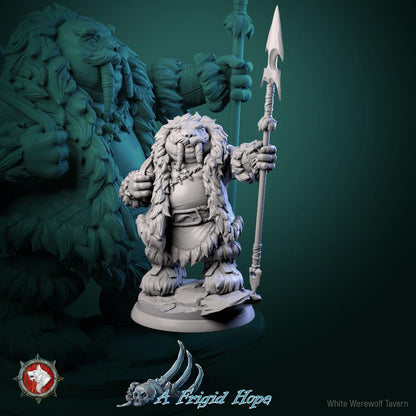 Tuskclaw Hunters, Walrusfolk - 32mm Scale - Unpainted Miniature for DnD, Pathfinder, Tabletop RPGs - White Werewolf Tavern