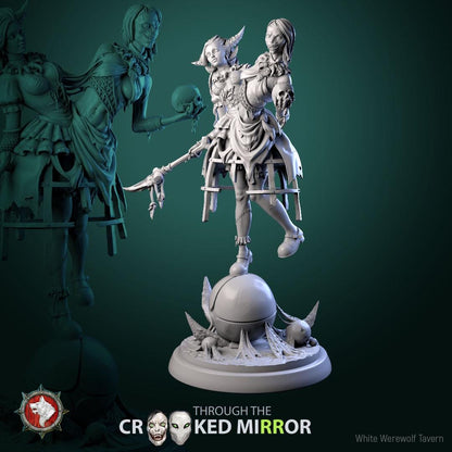 The Gorebound Twins - Crooked Mirror Set - 32mm, 75mm Scale - Unpainted Miniature for DnD, Pathfinder, Tabletop RPGs - White Werewolf Tavern