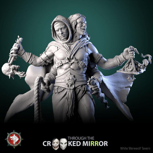 Twofold Shade, Eldrim and Drelmar - 32mm, 75mm Scale - Unpainted Miniature for DnD, Pathfinder, Tabletop RPGs - White Werewolf Tavern