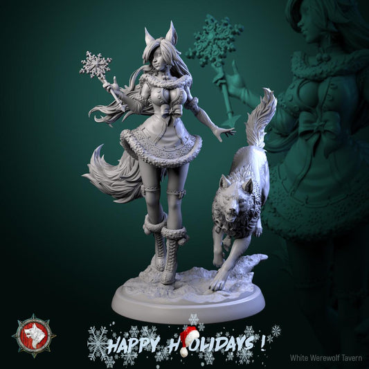 Foxfolk Frost Maiden with, Zarya - Unpainted Miniature