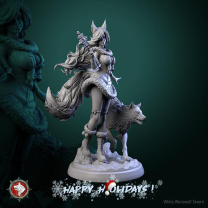 Foxfolk Frost Maiden with, Zarya - Unpainted Miniature