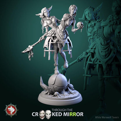 The Gorebound Twins - Crooked Mirror Set - 32mm, 75mm Scale - Unpainted Miniature for DnD, Pathfinder, Tabletop RPGs - White Werewolf Tavern