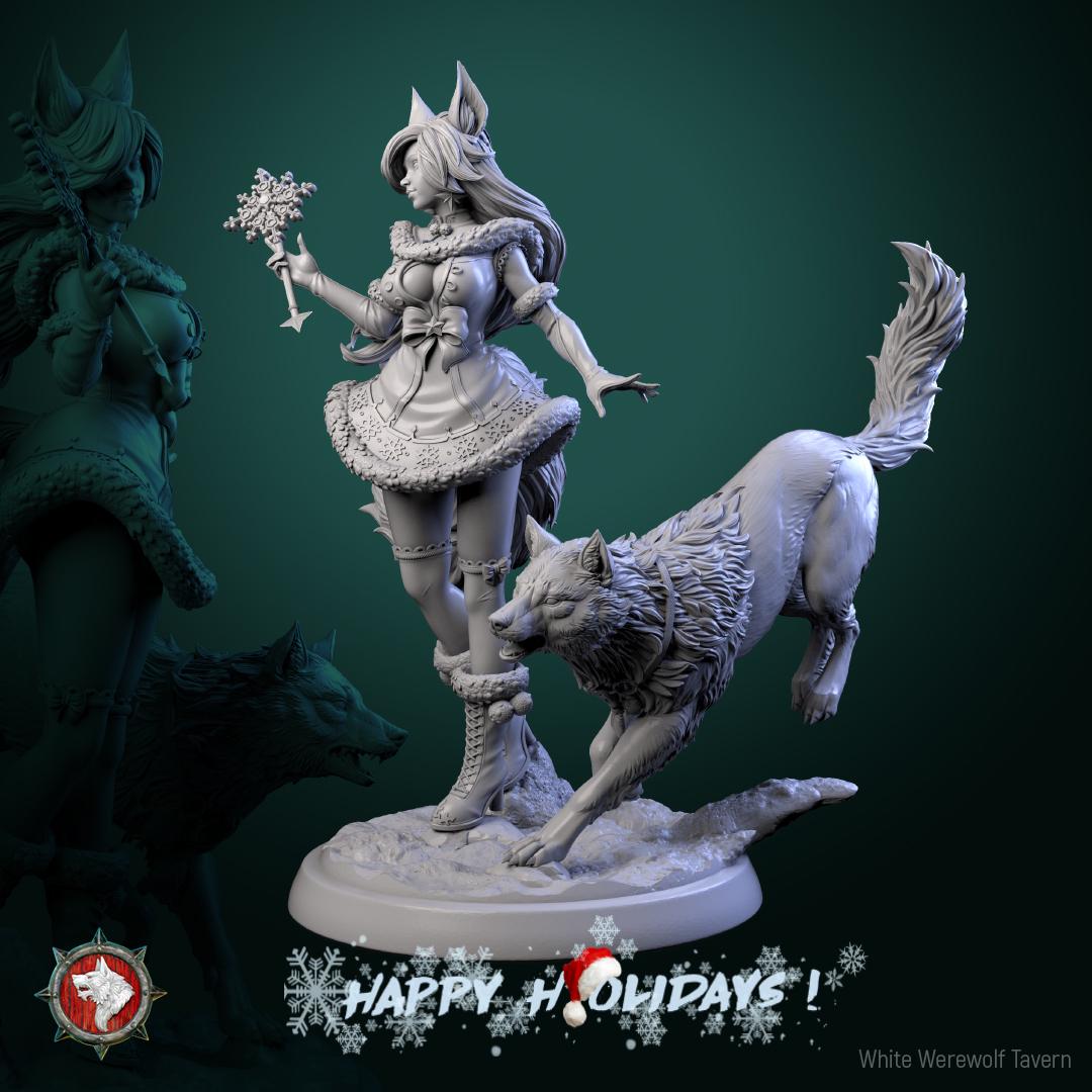 Foxfolk Frost Maiden with, Zarya - Unpainted Miniature