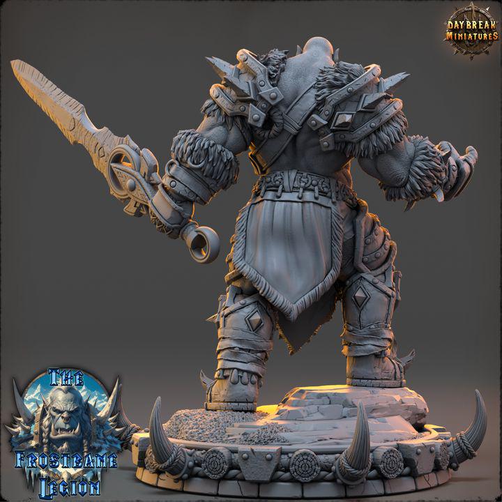 Orc Fighter, Hrothvar the Silent, Frostbane Legion Frost Orcs - 32mm Scale - Unpainted Miniature for DnD, Pathfinder, Tabletop RPGs