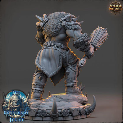 Orc Barbarian, Boroth Skullcleaver, Frostbane Legion Frost Orcs - 32mm Scale - Unpainted Miniature for DnD, Pathfinder, Tabletop RPGs