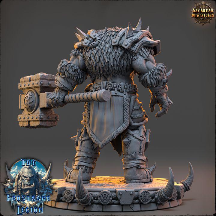 Orc Barbarian, Vorgath Icefang, Frostbane Legion Frost Orcs - 32mm Scale - Unpainted Miniature for DnD, Pathfinder, Tabletop RPGs