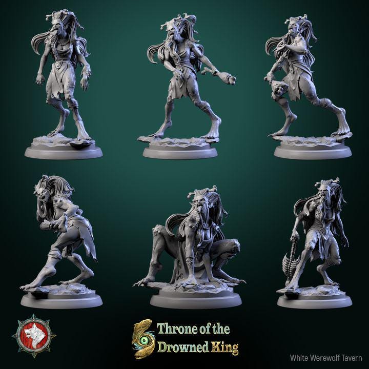 Daughters of the Drowned, Drowned Zombies - 32mm Scale - Unpainted Miniature for DnD, Pathfinder, Tabletop RPGs - White Werewolf Tavern