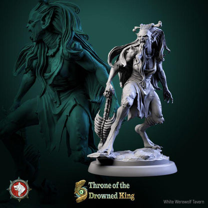 Daughters of the Drowned, Drowned Zombies - 32mm Scale - Unpainted Miniature for DnD, Pathfinder, Tabletop RPGs - White Werewolf Tavern